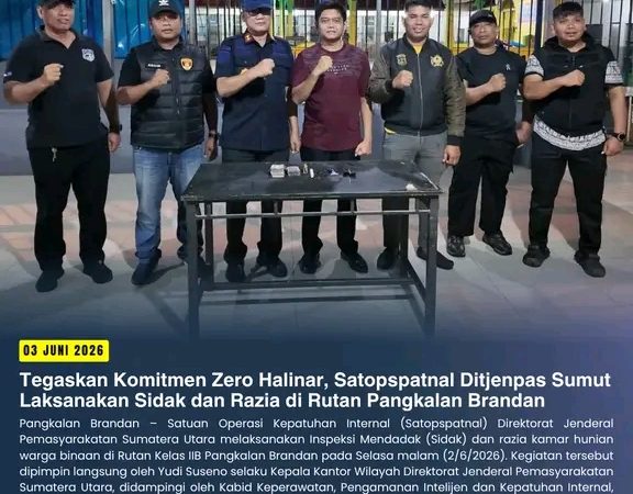 Tegaskan Komitmen Zero Halinar, Satopspatnal Ditjenpas Sumut Laksanakan Sidak dan Razia di Rutan Pangkalan Brandan