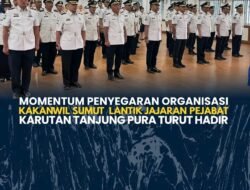 Momentum Penyegaran Organisasi Kakanwil Sumut Lantik Jajaran Pejabat Karutan Tanjung Pura Turut Hadir
