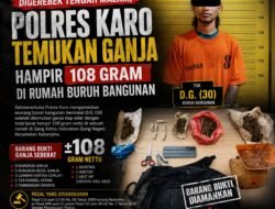 Digerebek Tengah Malam, Polres Karo Temukan Ganja Hampir 108 Gram di Rumah Buruh Bangunan