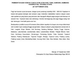 BMKG: Kabut Bukan Asap Sinabung, Pemkab Samosir Ingatkan Waspada Cuaca