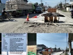 Gubsu ‘Diprank’ Dinas BMBKCK Sumut, Proyek Jalan Veteran Senilai Rp. 4,9 M Mangkrak, Dibanjiri Sumpah Serapah Pengendara Terjebak Macet